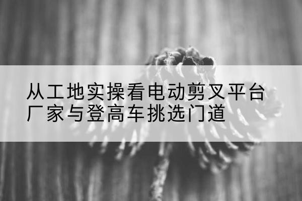 六盘水电动剪叉升降平台厂家-从工地实操看电动剪叉平台厂家与登高车挑选门道